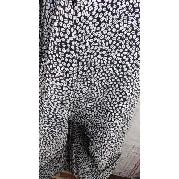 Vintage Liz Roberts Midi Dress Womens Size 14 Gray/White coffee bean prints VTG - Picture 15 of 16